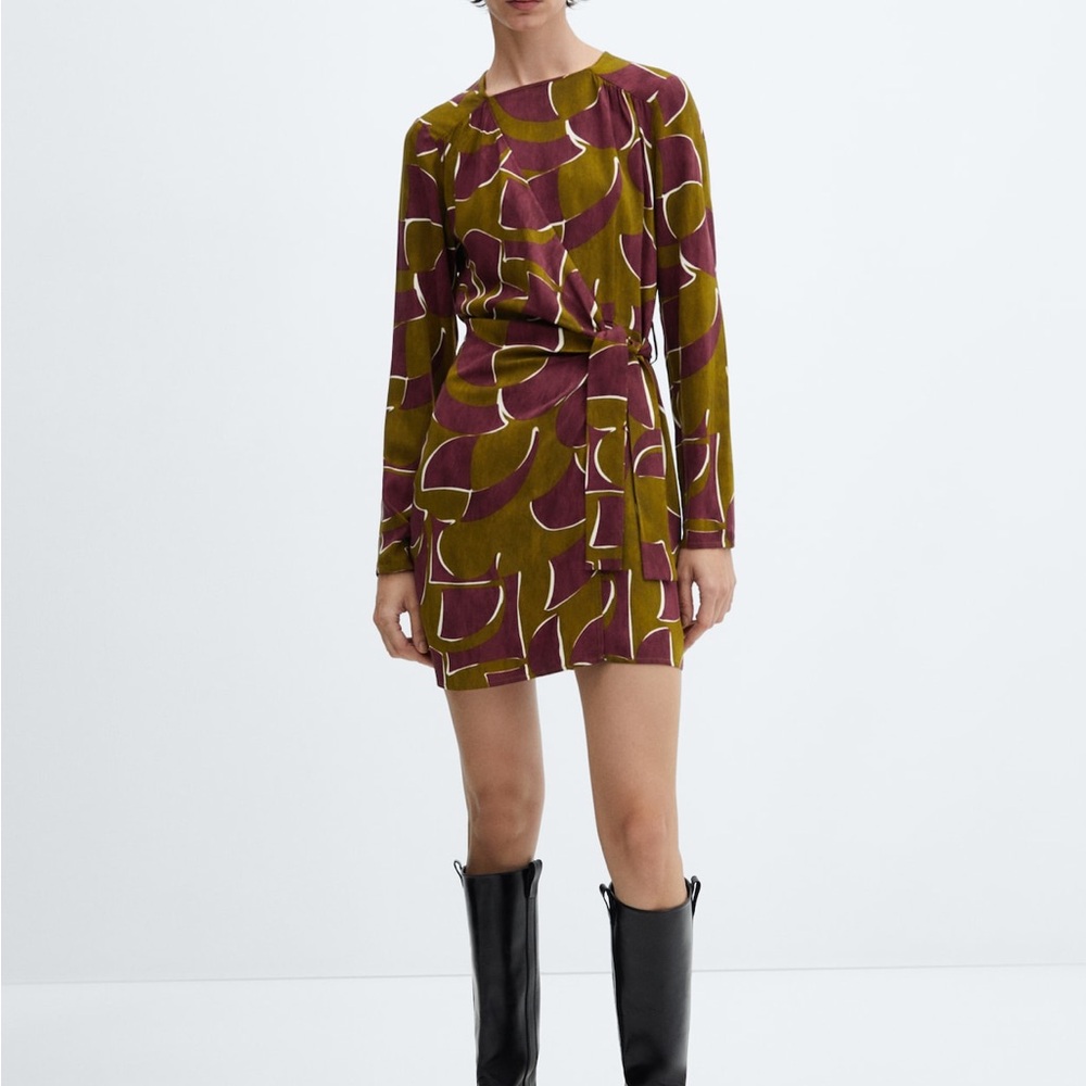 72. Mango Size Small Stylish Multicolor Long Sleeve Dress